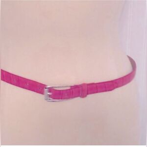 Embossed genuine leather skinny pop of color pink belt! See photos.